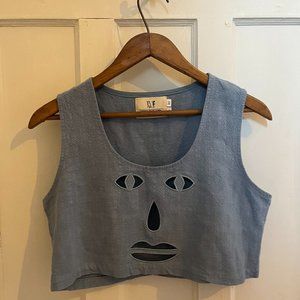 Linen Face Cut Out Tank Rain Cloud